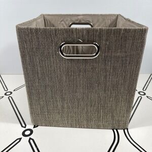 Fabric Storage Bin Cube Basket Gray Handles Foldable Home Shelf Organizer